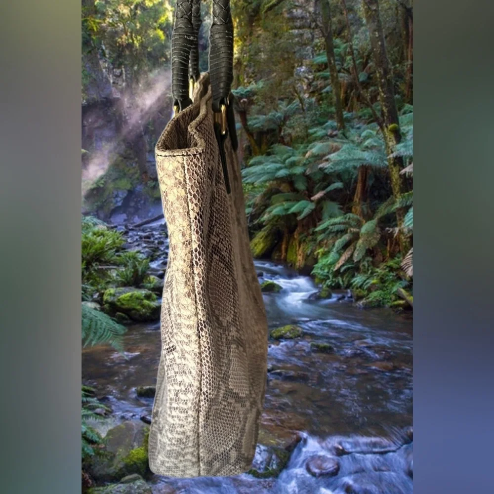 Margot Leather Snakeskin Pattern Tote Bag